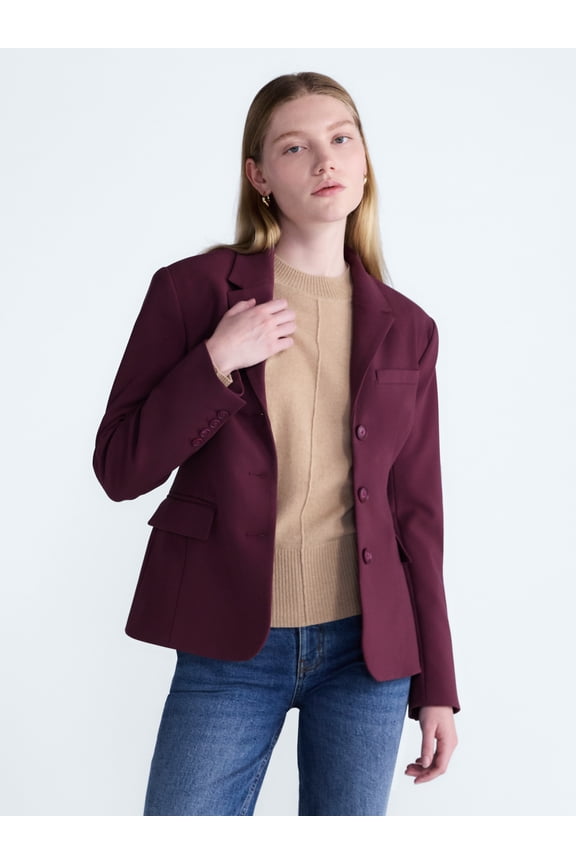 Women's and Women's Plus Notched Hourglass Blazer, Sizes XS-XXL