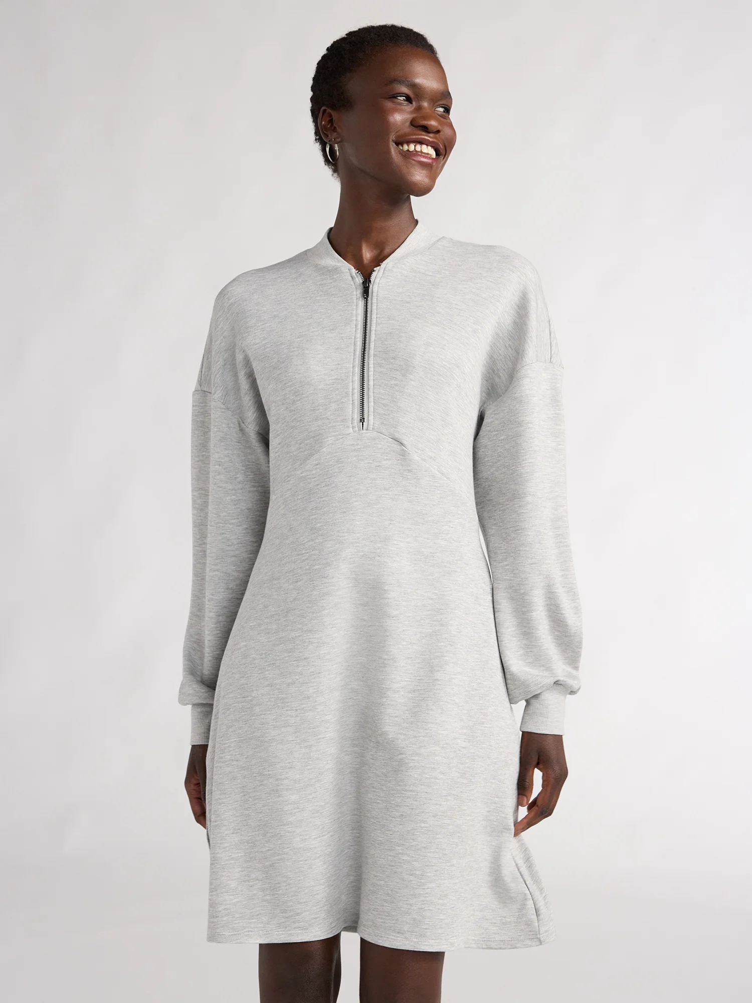 くらしを楽しむアイテム ScubaKnit Ultimate Women's Scoop Zip Sizes Dress, Mini Front タレントカード