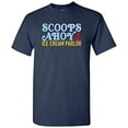 thumbnail image 1 of Scoops Ahoy Ice Cream Parlor - Starcourt Mall Hawkins Indiana Steve T Shirt - Large - Navy, 1 of 6