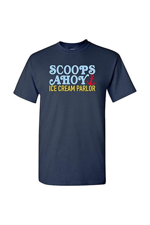 Scoops Ahoy Ice Cream Parlor - Starcourt Mall Hawkins Indiana Steve T Shirt - Medium - Navy