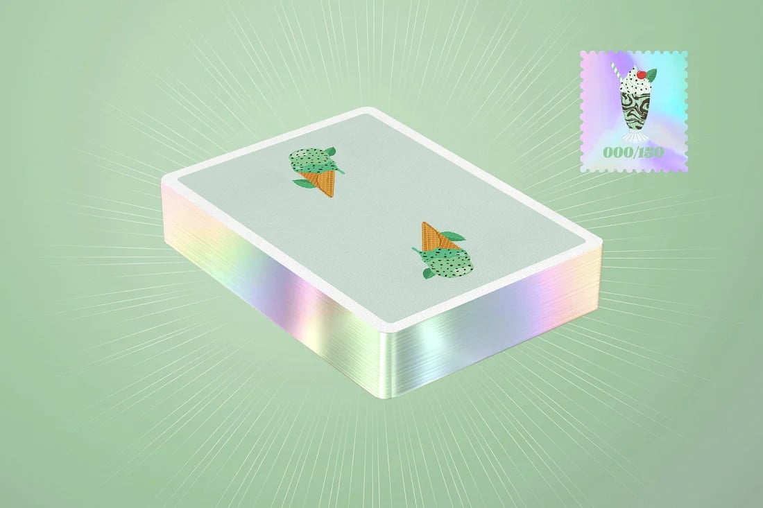 Scoops Mint Chocolate Chip Ice Cream (Holo Gilded) Playing Cards by OPC