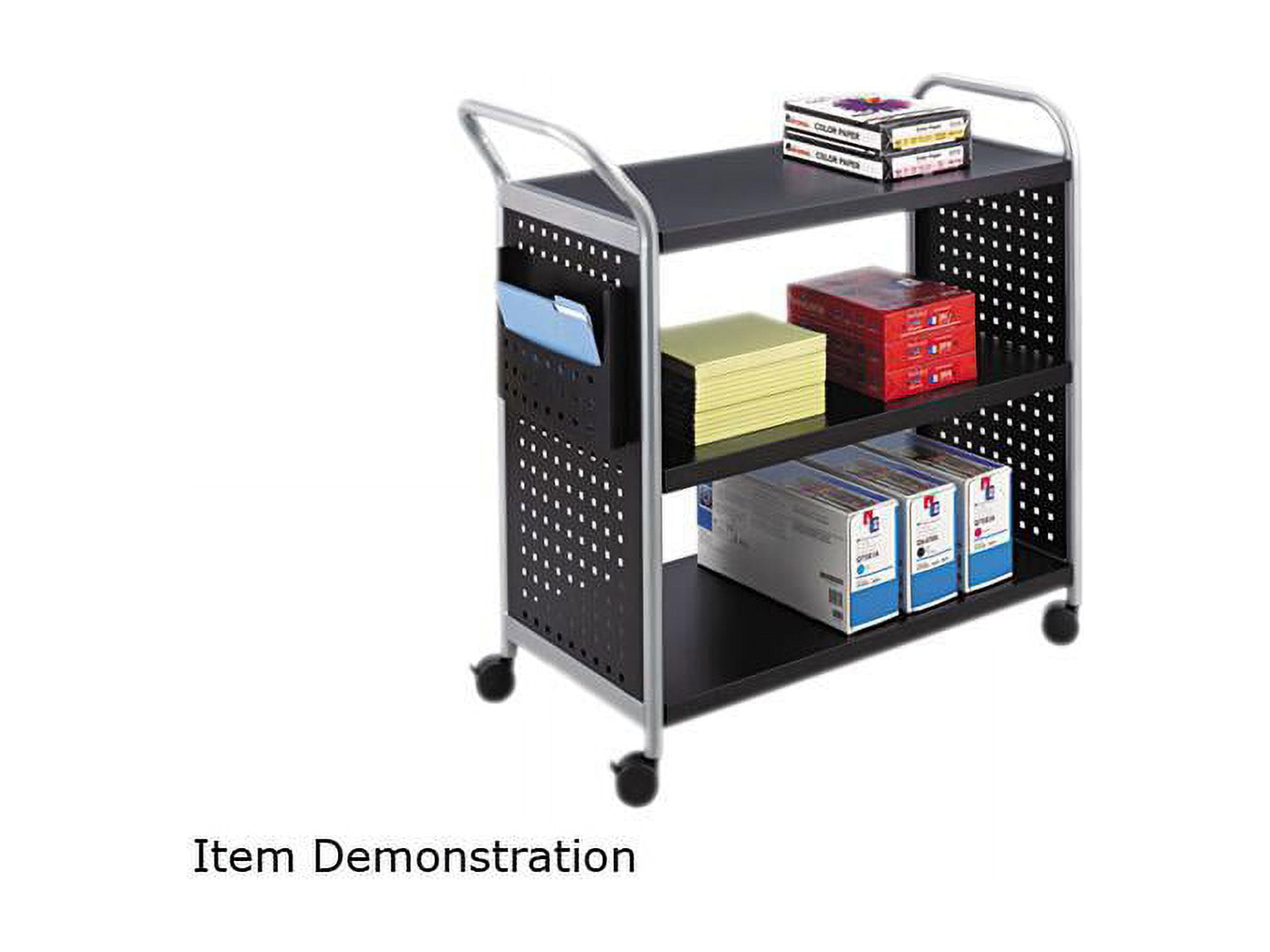Sleek Black and Silver Powder-Coated Steel Utility Trolley with 3 Shelves