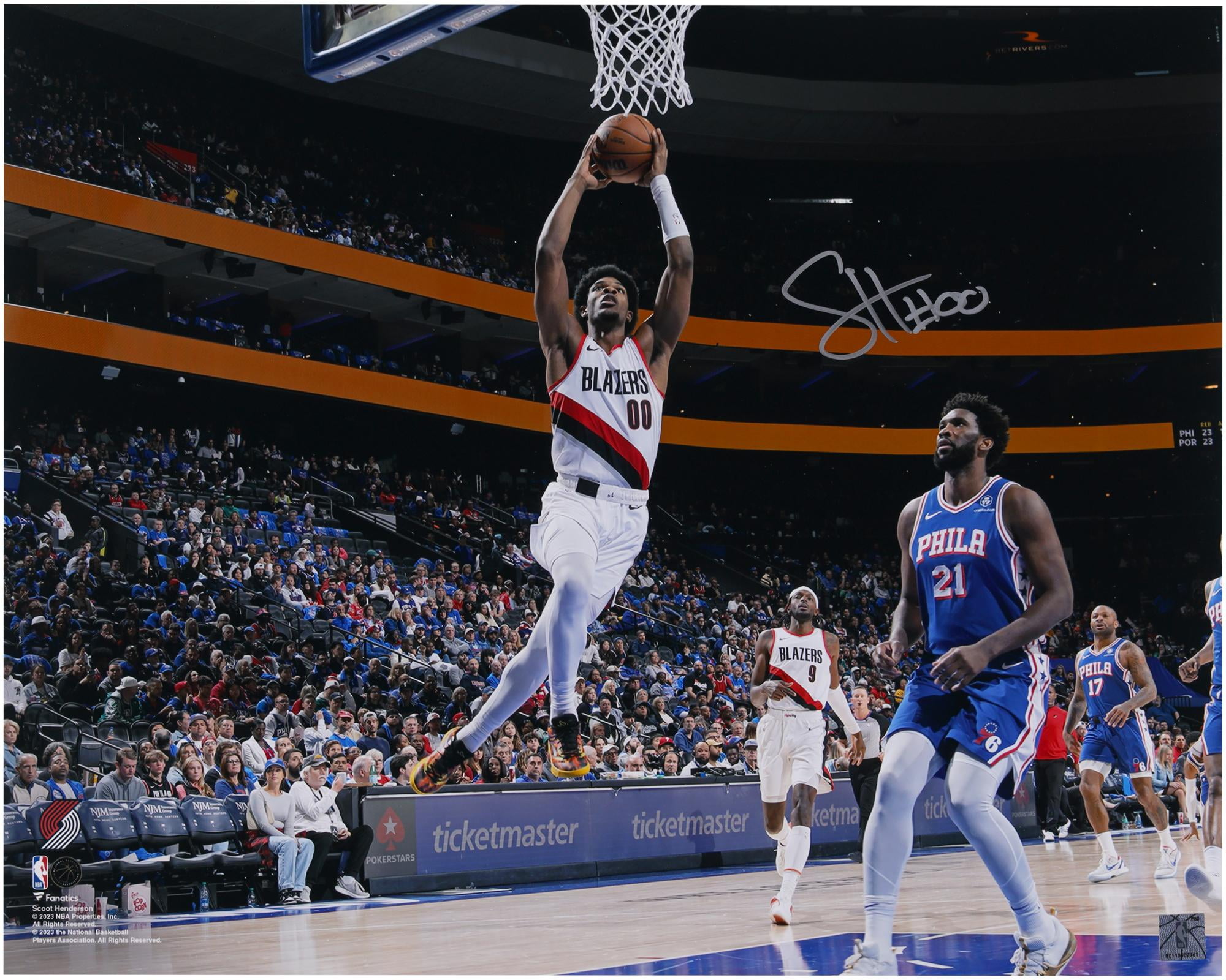 Scoot Henderson Portland Trail Blazers Autographed 16" x 20" Dunk Vs. Philadelphia 76ers Photograph - Fanatics Authentic Certified