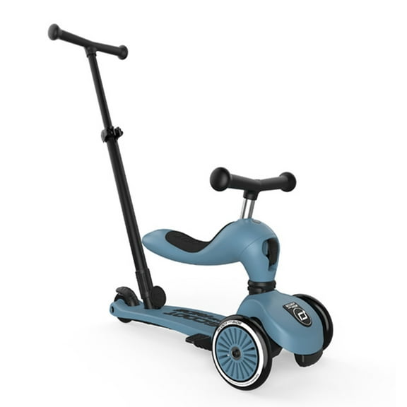 Scoot & Ride 2-in-1 Kids Scooter & Push Bar, Highwaykick 1 Push & Go, Steel