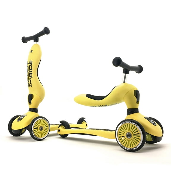 Scoot & Ride 2-in-1 Ride-On & Stand Scooter, Ages 1-5, Highwaykick 1, Lemon