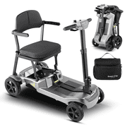 ScootNGo Lite Lightweight Mobility Scooter for Senior & Adult, 1-Second Quick Fold, Silver Grey with Storage Bag