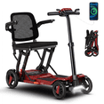 thumbnail image 1 of ScootNGo Voyager 33 lbs Lightweight Foldable Mobility Scooter for Seniors & Adult, Airline Approved 4-Wheel Electric Scooter, NFC Unlock, Burgundy, 1 of 10