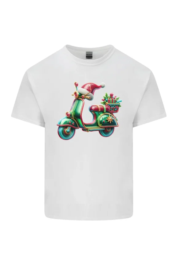 Scooter Christmas Hat MOD Moped Xmas with a Holiday and Rider and Fan Unisex T-Shirt, up to size 5xl