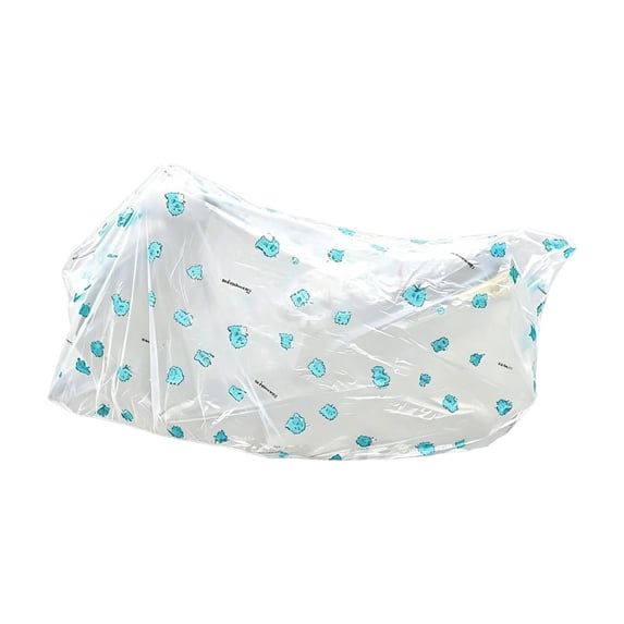 Scooter Cover Waterproof Transparent PVC Electric Vehicle Shield,Thickened All-Weather Full-Body Protector with Cute Cartoon Print,Elastic Hem for Outdoor Parking Blue 70 x 47 Inch