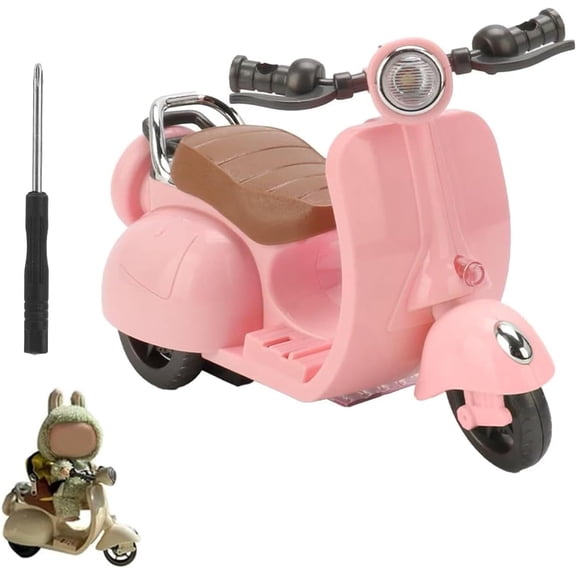 Scooter for Doll with Light and Music, Have A Seat for Doll Accessories, Mini Electric Doll Scooter Interactive Decor Desktop Ornaments for Doll Collectors -Pink