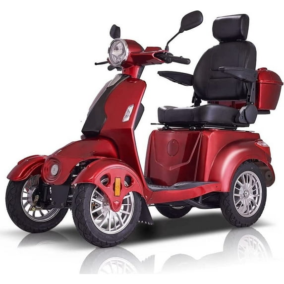 Scooter Secure 4-Wheel Mobility Scooter with Charger, Basket & Cup Holder, Red,