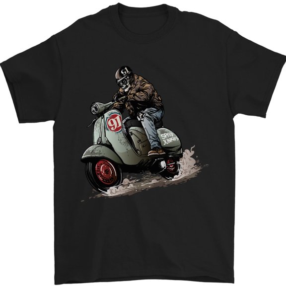 Scooter Moped Motorcycle Biker Mens Shirt 100% Cotton