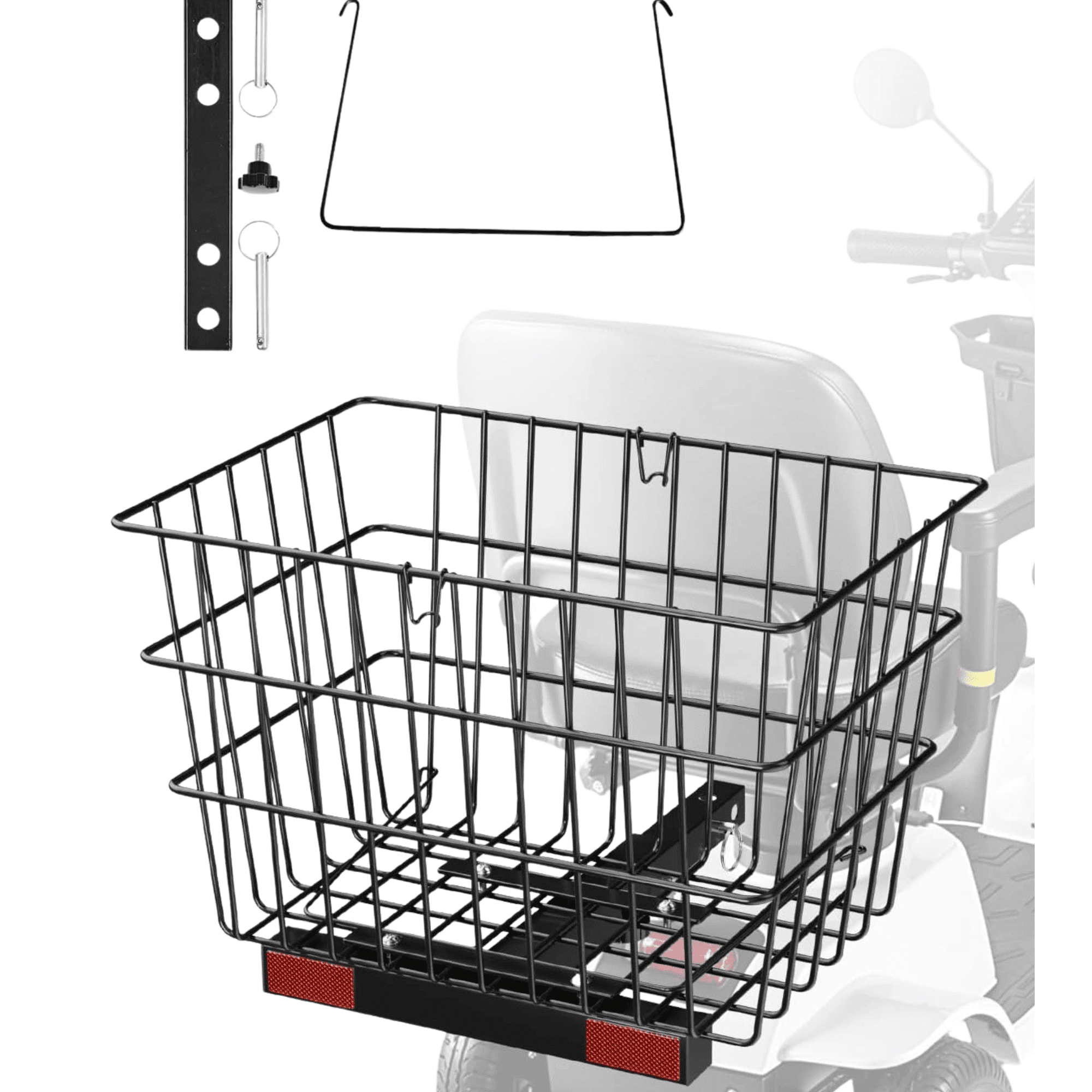 Scooter Rear Basket Heavy Duty Metal Wire Cargo Basket with Handle Rear ...