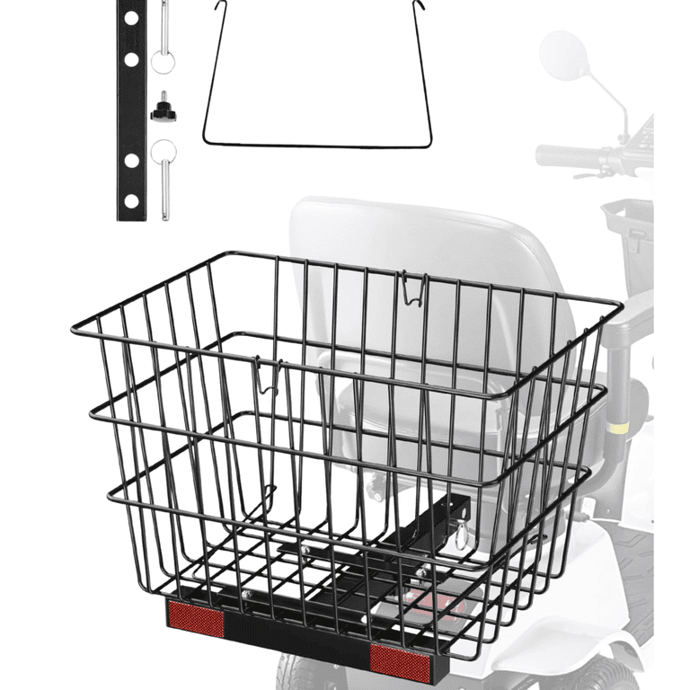 Mount Me Rear Scooter Rear Basket Heavy Duty Metal Wire Cargo Basket with Handle Rear ...