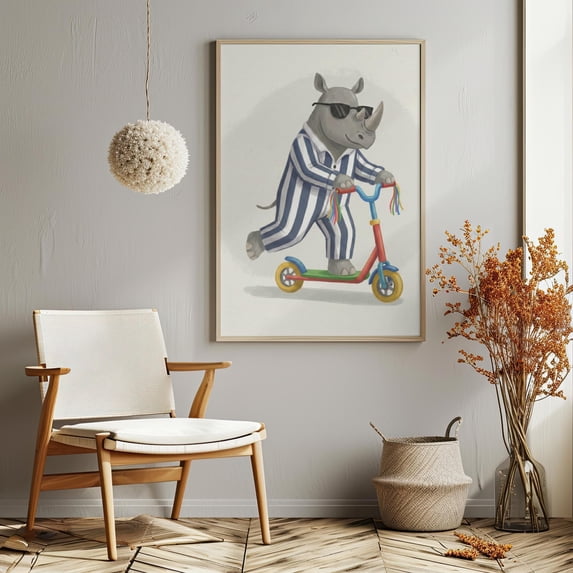 Scooter Rhino Cute Rhino Art Cute Animal Nursery Animal Art Poster ...
