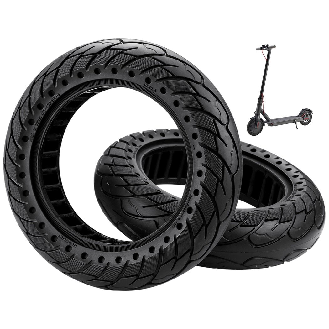 Scooter Solid Rubber Tires, 10×2.5in Shock Absorption Tires, Explosionproof Kick