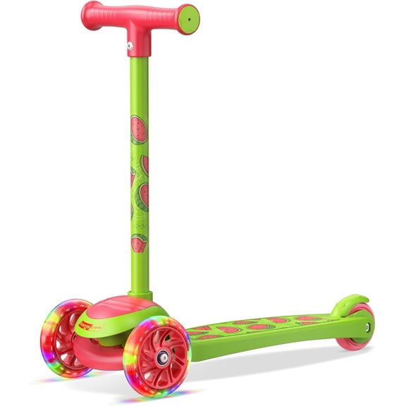 Scooter Stars 3-Wheel Kids Scooter with Light-Up LED Front Wheels, Wide Anti-Slip Deck, Rear Foot Brake, Lean-to-Steer Ride-On Toy