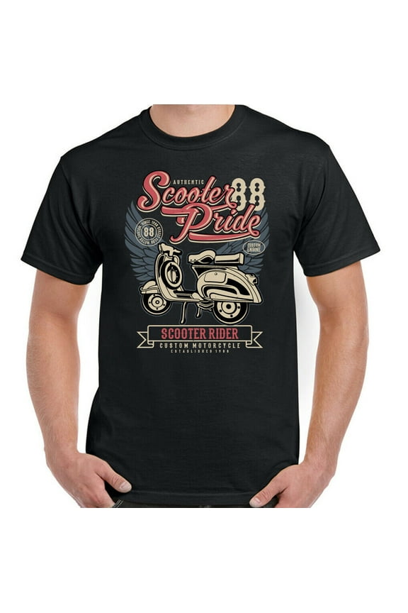 Scooter T-Shirt Mens Funny MOD Lambretta Vespa Paul Weller Bike Logo Top Pride