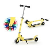 Scooter With 2 Wheels, for Kids Ages 6+, Kickstand Foot Support, Adjustable Height & Foldable, Yellow
