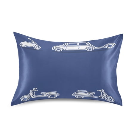 Scooter and Car Designs Satin Pillowcase 20''x26'' Double-Sided Print Soft Wrinkle Resistant