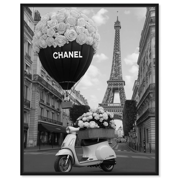 Scooter and Glam Balloon II Canvas Fashion Prints by Art Remedy, Black Frame, 16 x 20