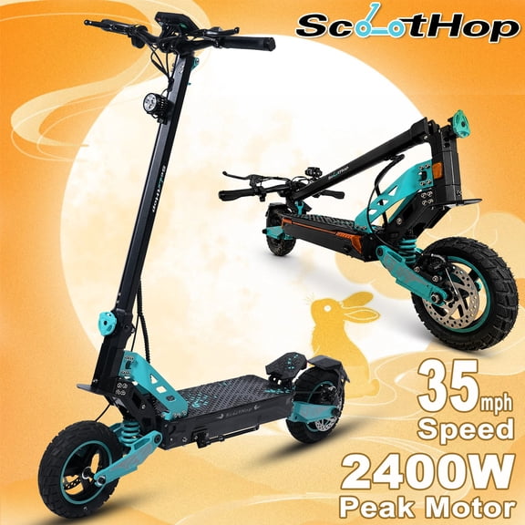 Scoothop Adult Electric Scooter,2400W Peak Motor,35 Mph Speed,135Nm Torque for Hills,52V 15Ah Battery,35 Mile Range,3 Second Fold Off-Road E-Scooter