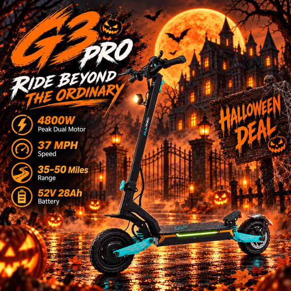 Scoothop Electric Scooter for Adult,4800W Peak Dual Motor,52V 28Ah,45 Miles Long Range,37 mph,10" All-Terrain Comfort tire Folding Commuter Pro E-Scooter Teens,Superior Performance Dual Braking,Black