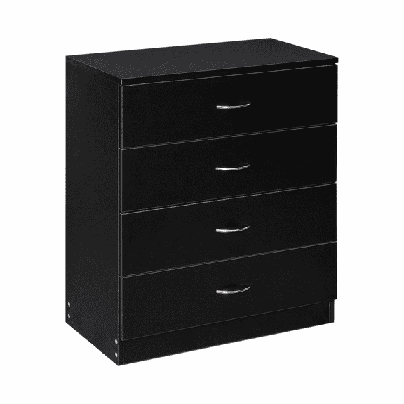 Scootworks 4 Drawer Dresser Black Dresser, Modern Nightstand Dressers for Bedroom, Small Chest of Drawers Storage Cabinet Dresser Organizer Unit with Handle for Home, Office
