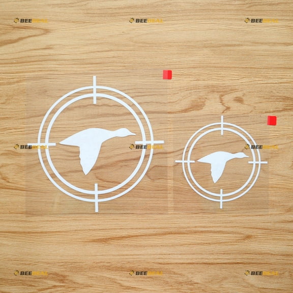 Scope Crosshair Flying Duck Target Aim Hunting Life Sticker Decal Vinyl 10182b - 2 Pack White, 4 Inches, 6 Inches - No Background Die Cut for Car Boat Laptop