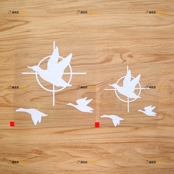 Scope Crosshair Flying Ducks Target Aim Hunting Life Sticker Decal Vinyl - 2 Pack White, 5 Inches, 7 Inches - No Background Die Cut for Car Boat Laptop
