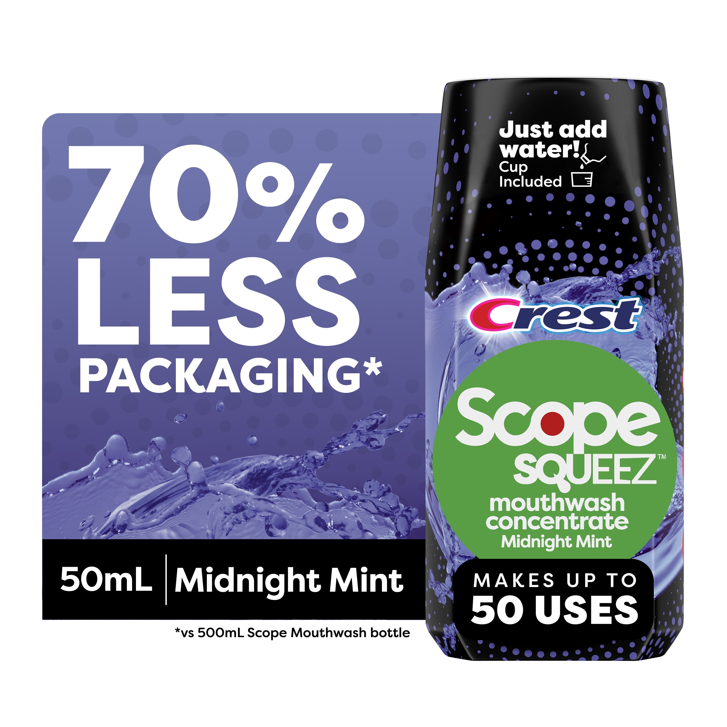 Scope Squeez Mouthwash Concentrate, Midnight Mint, 50mL Bottle