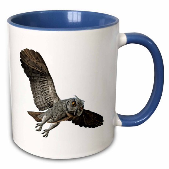 3drose, Scops Owl Gliding, 15oz Two-tone Blue Mug