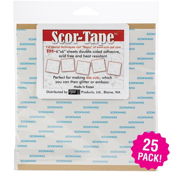 Multipack of 25 - Scor-Tape Sheets 5/Pkg-6"X6"
