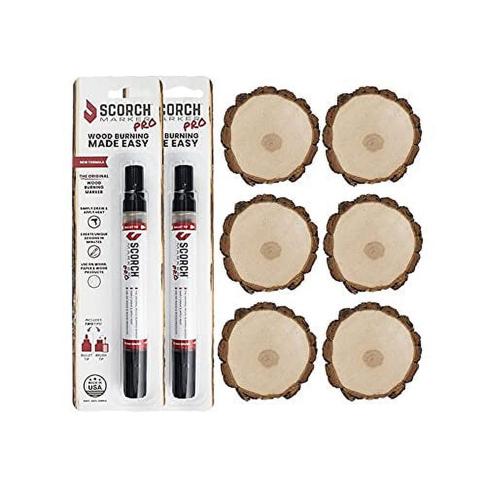 SUIUBUY Scorch Pen Marker - 2 PCS Wood Burning Pen Tool with Replacement  Tip, Chemical Wood Burner Set for Burning Wood, Do-it-Yourself Kit for Arts