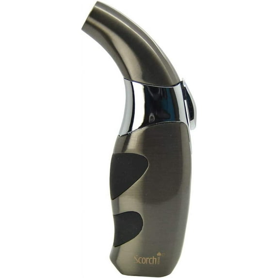 Scorch Torch Butane Satin Finish Stainless Steel Curved Refillable Lighter (Charcoal)