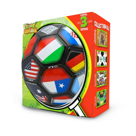 Score N' Explore Children's Youth Learning & Development Soccer Balls Size 3 International Explorer / Black