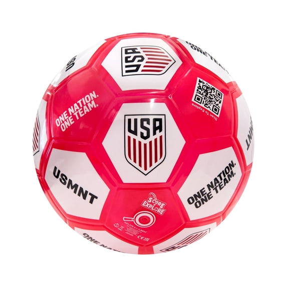 Score N' Explore Interactive Sound Ball | Light Up, Sound, and Counting Ball for Skills Training | U.S. Soccer USMNT Challenge Ball, Red