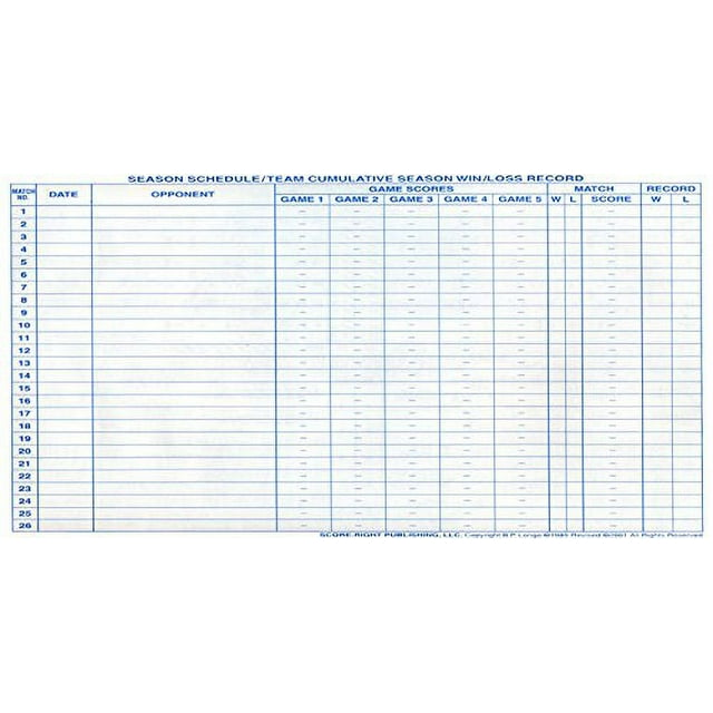 Score Right Volleyball Scorebook