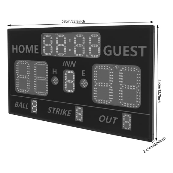 Scoreboard for Baseball Games, Portable Electronic Digital Scoreboard, LED Scoreboard Black
