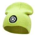 thumbnail image 1 of Scored Embroidered 8 Inch Knitted Short Beanie - Lime OSFM, 1 of 5