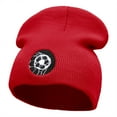 thumbnail image 1 of Scored Embroidered 8 Inch Knitted Short Beanie - Red OSFM, 1 of 5