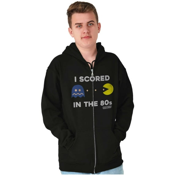 Scored In 80s Pac Man Video Game Zip Up Hoodie Men's Women's Brisco Brands S