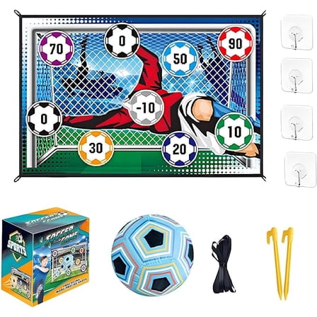 Scoring Soccer Toy Game Set for Kids,Indoor Outdoor Backyard Toss Soccers Goal Games Soccers Ball Game Mat Set with Balls,Flannel Target, Soccer Toys for 3 4 5 6 7 8 Year Old Boy