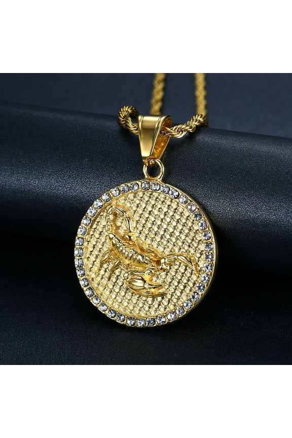 Scorpio Aries 12 Constellation Pendant Necklace 14K Yellow Gold Chain For Men Women Zodiac Jewelry Birthday Gift