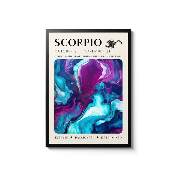 Scorpio Astrology Print Retro Zodiac Wall Art Vintage Star Sign Home Decor Cosmic Angel Number Poster Spiritual Gift Idea