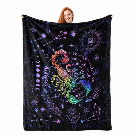 Scorpio Constellation Flannel Throw Blanket, Zodiac Sign Blanket Gift for Women Men, Aries Taurus Gemini Cancer Leo Virgo Libra Sagittarius Capricorn Aquarius Pisces