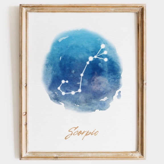Scorpio Constellation Wall Art Print With Soft Wash Astrology Decor