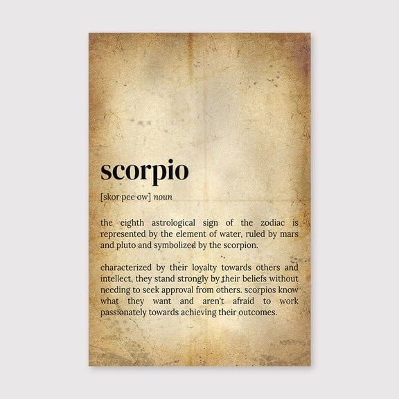 Scorpio Definition Print: Zodiac Sign Wall Artfor Living Room Bedroom Office Farmhouse Neutral Home Artwork Ready to Hang 8x12 inch