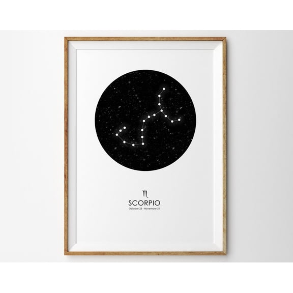 Scorpio Print Scorpio Zodiac Print Constellation Print Star Map Print Zodiac Print Astrology Print Zodiac Art Print Astronomy Print Wall Art, Modern Wall Decor, 8x12 UNFRAMED
