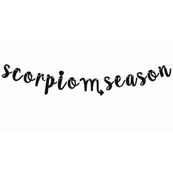 Scorpio Season Banner, Happy Birthday Scorpius Bunting Sign, Big Scorpio Energy, 12 Zodiac Constellation Theme Birthday Party Decoration Supplies, Black Glitter